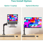 WALI Laptop Tray Desk Mount, Laptop Arm Mount Fits 10-15.6 Inch Notebook, 2-in-1 Gas Spring Monitor Arm for 17-32 Inch Computer Screen, Holds up to 22lbs(GSDM00LP), Black