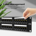 Patch Panel 48 Port Cat6A 【EC Listed】 2U Network Patch Panel Rackmount 19 inch RJ45 Patch Panel for 10 Gigabit Network, 110 or Krone Impact Tools Compatible Without Cable Management (Cat6A)