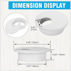 2" White Desk Grommet, JTemgle Plastic Cable Hole Cover Computer Table Cord Wire Organizer Caps Desktop Cord Management for Home Office TV Stands Tabletops, 2 Pieces