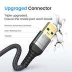 AINOPE 2 Pack USB Extensions Cable High Speed USB 3.0 Extension Cord Type A Male to Female Sturdy Braided Material Fast Data Transfer Compatible with USB Keyboard,Mouse,Flash Drive,Black,10FT+10FT