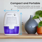 Pro Breeze Electric Mini Dehumidifier for Home (215 sq.ft) 16oz Capacity, Energy Efficient, No Noise, Compact and Portable for High Humidity in Kitchen, Bedroom, Bathroom, Basement, RV, Office, Garage