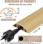 Floor Cord Cover Self Adhesive Cord Hider,3.3FT Cable Management, Extension Strip Protector for Wires, Prevent Cable Trips for Offices, Gyms, Exhibitions Cavity:0.51"(W) x0.3(H) WoodLightyellow