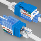 Everest 45° Angled RJ45 Cat5e Keystone Jacks 10-Pack in Blue - Slim Profile Female RJ45 Connectors - Cat 5e Keystone Jack - Compatible with 45° Angled Speed Termination Tool - 45Term (B0BL3GS7ZY)