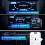 Syncwire Bluetooth 5.3 FM Transmitter Car Adapter 48W(PD 36W & 12W) [Light Switch] [Hi-Fi Deep Bass] [Fast Charging] Wireless Radio Music Adapter LED Display Hands-Free Calling Support USB Drive