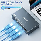 HDMI Displayport Hybird KVM Switch 2 Monitors 2 Computers 8K@60Hz 4K@144Hz, Aluminum Dual Monitor KVM Switches for 2 PC Share 2 Monitor and 4 USB Devices, Support Extended/Copy Mode,Cables Included