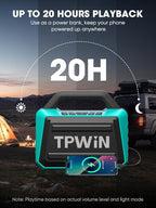 Speakers Bluetooth Wireless - Portable Speaker 80W Peak, IPX6 Waterproof, Loud Speaker with Light Show, Strong Bass, BT 5.3, TWS, 20H Playtime for Home Outdoor Beach Camping - Teal