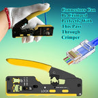 100-PACK Cat5 Cat5e Cat6 RJ45 Pass Through Connectors Ends, 1.1mm Unshielded Connectors for Solid Wire and Standard Cable