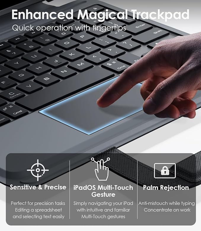 Nillkin Carry Go Keyboard Case for iPad Pro 11 inch (M4) 2024 with Handle, Rugged Case with Detachable Keyboard for iPad Pro 11, Magic Trackpad, 7 Colors Backlit, Camera Cover, Black