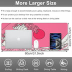 Mouse Pad, Large Great Wave in Vaporwave Pop Art Desk Mat, Extended Non-Slip Gaming Keyboard Mousepad Desk Pad, Thick Stitched Edges Waterproof Mouse Mat 31.5"x15.7" (Ocean's Crest Leap)
