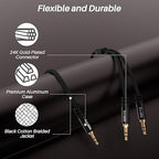 1/8 Inch TRS Stereo Y Splitter Cable 6FT, 3.5mm Male to 2-Male Y-Splitter Stereo Audio Cable, for Cell Phone PC Laptop, Speaker, Headphones, Suitable for Switching or Two Sets of Speakers