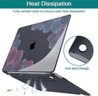 Teryeefi for MacBook Pro 13 inch Case M2 M1 2022 2020-2016 Release (Model A2338 A2289 A2251 with Touch Bar), Plastic Hard Shell Case & Keyboard Cover & Screen Protector, Hand-Drawing Floral