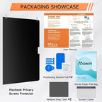 Privacy Screen for MacBook Pro 13 Inch (2016-2022, M1, M2) & Air 13 inch (2018-2021, M1), Matte Anti Glare Blue Light Filter, Nano No Glue Anti Spy Black Protector for Mac Pro 13In Laptop Computer