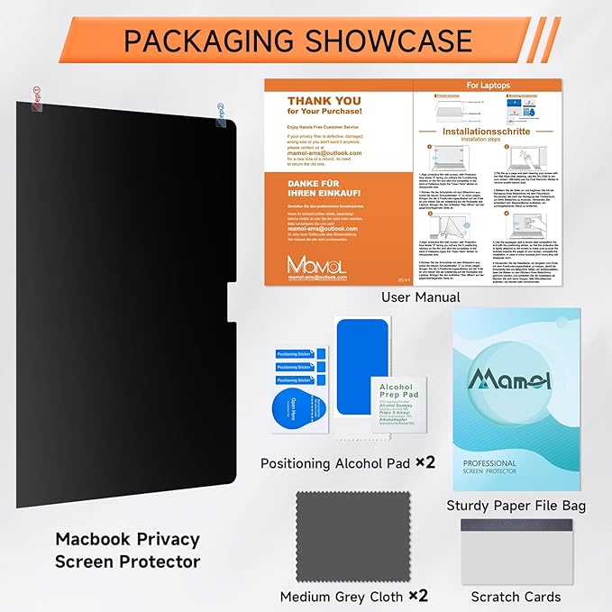 Privacy Screen for MacBook Air 15 Inch (2023-2025, M2, M3, M4), Matte Anti Glare Blue Light Filter, Nano No Glue Anti Spy Black Protector for Mac Air 15.3In Laptop
