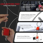 Cable Lock with 3 Keys | L 3.28ft(1m),D 1/6in(4mm) Adjustable Steel Cable Padlock | Aluminum Locks for Bikes, Gate, Lockers & Outdoor Gear | Weatherproof & Red