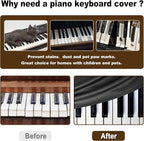 Explore Land 88 Keys Digital Piano Dust Cover with Music Stand Opening and Pockets - Waterproof Leatherette Electronic Keyboard Cover Fits for Most Piano