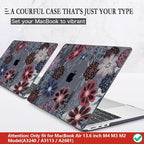 CISSOOK Compatible with MacBook Air 13.6 inch Case 2022 2023 2024 2025 Model A2681 A3113 A3240, Plastic Hard Case with Keyboard Cover Screen Protector Type C Adapter, Texture Flowers