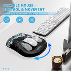 Mouse Pad with Wrist Rest, Ergonomic Mousepads with Wrist Support, Soft Lycra Fabric Memory Foam Office Desk Accessories for Comfort/Pain Relief/PC Gaming/Computer/Laptop (Black Kanagawa)
