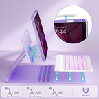 OYEEICE Keyboard Case for iPad 9th Generation - Detachable Wireless Backlit Keyboard, Magnetic Cover with Pencil Holder for iPad 9th/8th/7th Gen 10.2 inch, iPad Pro 10.5" & iPad Air 3rd - Purple
