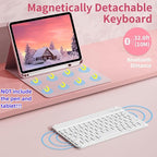 Keyboard Case for Galaxy Tab S6 Lite 10.4 Inch 2024/2022/2020, Slim Lightweight 7 Color Rainbow Backlight Detachable Magnetic Bluetooth Keyboard Cover with S Pen Holder,Sky Blue