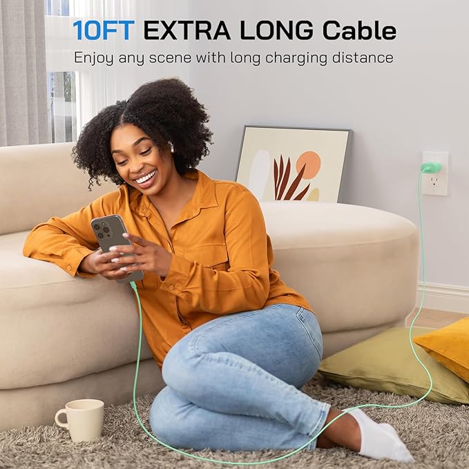 30W USB C i Phone 16 15 Charger Fast Charging, 2PACK Wall Charger for iPhone 16 15 Pro Max Charger Cord 10FT Fast Type C Charger Block for iPhone 16/16 Pro/15 Plus/15 Pro/15 Pro Max, iPad Pro, Green