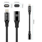 AGVEE 4 inch USB-C Female to Lightning Male Adapter, 30W Fast Charging Charger Converter for iPhone 14 13 12 11 Airpods iOS Device Carplay, Not for Audio, Black