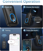 Upgraded Aux Bluetooth Adapter for Car, 2 in 1 Bluetooth 5.3 Transmitter Receiver, Hands-Free Calls, 180° Swivel Bend, Wireless Audio Receiver for Car, Speakers, Home Stereo