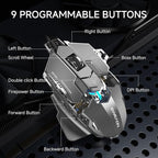 EWEADN G5 Wired Gaming Mouse, Ergonomic RGB Computer Mouse, 12800 Adjustable DPI, 9 Programmable Macro Buttons with Rapid Fire Key Compatible for PC/Laptop/Windows-Grey&White