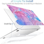 MEEgoodo Case for MacBook Air M4/M3/M2 13.6 inch 2025 2024 2022, Fit Model A3240 A3113 A2681, Compatible with MacBook Air 13 inch, Laptop Hard Shell Case with Keyboard Cover, Pink Marble Texture