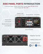 3000 Watt Inverter Pure Sine Wave DC 24V to 110V/120V AC Power Inverters with 2 AC Charger Outlets 6000W Peak Car Solar Converter for Vehicles Home with LCD Display and 2.4A USB Charging Port