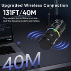 EJoy D10 PRO(D) Combo Dual-Channel Wireless USB Gaming Microphone – RGB Dynamic Mic with Wired/Wireless Modes, XLR/USB-C, Real-Time Monitoring, Studio Mic for Gaming, Streaming, Podcast, Recording