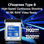512GB CFexpress Type B Memory Card VPG400 Up to 1900/1500 MB/s Read/Write- Shooting Video and Photo in up to 8K RAW Compatible with Nikon Canon panasonic Fujifilm Camera