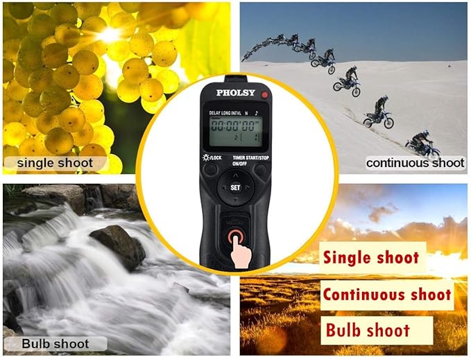 PHOLSY N8 Timer Remote Control Cable with Intervalometer for Nikon Z8, Z9, D3, D4, D5, D6, D800, D850, D810, D700, D500, D300, D200, F6, F100, F5, F90, N90s, D1X, D2H, D3X, Replaces Nikon MC-36A
