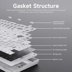 Ajazz AK820 75% Wired Gasket Mechanical Gaming Keyboard with Volume Knob - South Facing LED - Poron Foam - PBT Keycaps - Programmable RGB Hot Swap Keyboard