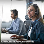 Wireless Headset with Mic for Work, Wireless Headset with Microphone (Noise Cancelling), Smart Mult-Func Dock, 65H Worktime&Fast Charge Bluetooth Headphones for Work/PC/Computer/Call Center/Teams/Zoom