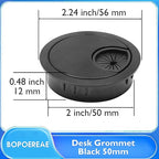 Desk Grommet 2" (50 mm), Desk Cord Hole Cover, Cable Grommet Metal Zinc Alloy Materilal, Desk Hole Grommet for Office and Home Table Cable, Detachable Cable Cord Organizer (Flat Black 1 Pcs)