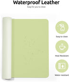YSAGi Leather Desk Protector, Office Mat, Large Mouse Mat, Non-Slip PU Leather Blotter, Laptop Desk, Waterproof Writing Pad for Office and Home (Peak Green, 35.4" x 17")