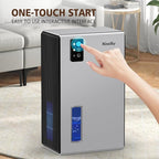 NineSky Dehumidifiers for Home, 95 OZ Water Tank, (1000 sq.ft) Dehumidifiers for Bathroom Bedroom Basement with Auto Shut Off,7 Colors LED Light(Silver)