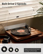 ANGELS HORN Turntable, Vinyl Record Player, Built-in Phono Preamp, Belt Drive 2-Speed, Adjustable Counterweight, AT-3600L (Upgraded Bluetooth Version)