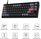 Keychron Q2 Wired Custom Mechanical Keyboard, QMK/VIA Programmable Macro, Full Aluminum, Hot-Swappable Gateron G Pro Blue Switch, 65% Layout Double Gasket Compatible with Mac and Windows - Black
