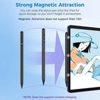 iPad Stylus Pencil(5 Extra Tips) with Magnetic Attachment,USB-C Faster Charge,Tilt Sensitivity Palm Rejection,Compatible with2018-2025 iPad ProM4/12.9/11,Air M3/M2/3/4/5,iPad6-11,Mini5/6/7Gen（Black）