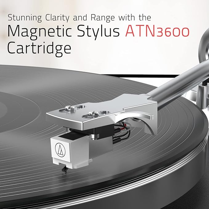 Turntables Record Player Wireless Output Connectivity Vinyl Player Belt-Drive Turn Tables Support 33&45 RPM Speed Phono Line Output USB Digital to PC Recording ATN3600L MM Cartridge Black