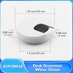 Desk Grommet 1-3/8" (35 mm), Desk Cord Hole Cover, Cable Grommet ABS Plastic, Desk Hole Grommet for Office and Home Table Cable, Detachable Cable Cord Organizer (White 4 Pcs)