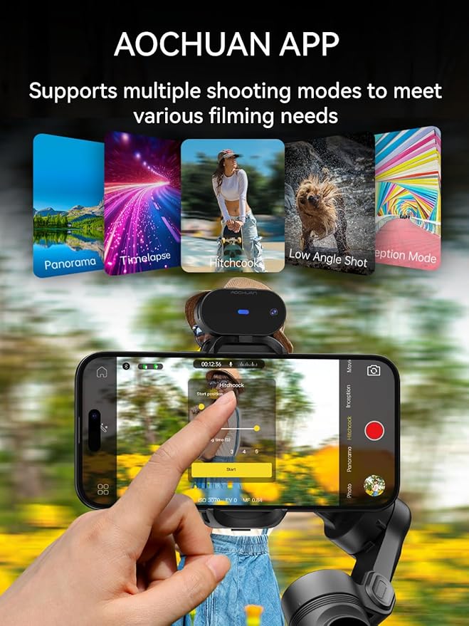 Gimbal Stabilizer for Smartphone with AI Tracking Sensor, Gimbal with Focus Wheel for Phone/Android, Phone Stabilizer with 7.0 Anti-Shake for Video Recording-Smart XE AI