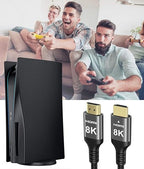 8K HDMI Cable 48Gbps 65 FT, Nylon Braided High Speed HDMI® Cable 4k 120Hz 2k 165Hz 8k 60Hz 12bit eARC ARC Dolby Atmos HDR10+ HDCP2.3 Compatible for Gaming PC TV Soundbar Monitor Mac PS5 Xbox