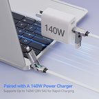 pzoz 4-in-1 USB C Fast Charging Cable with LED Display, Multi USBC Charger Combo Lightning/Type C/USB A Metal Ports for iPhone 16/15/14 Pro Max iPad MacBook AirPods Pro Samsung Google (140W, 5 ft)