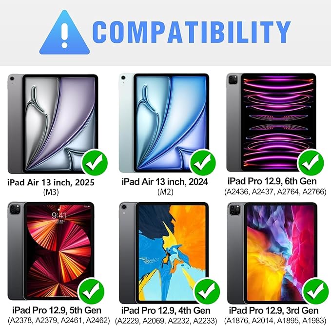 Nillkin iPad Air 13 inch Case Keyboard (M3,2025/M2,2024), Slide Camera Cover, iPad Pro 12.9 Protective Case with 7 Colors Backlit Wireless Detachable Keyboard, Trackpad and Pencil Holder