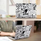 Compatible with MacBook Air 13 inch Case 2025 2024-2022 M4 A3240 M3 A3113 M2 A2681, Plastic Hard Shell&Keyboard Cover&Screen Film&Webcam Cover for MacBook Air 13.6 inch Case, Black Graffiti