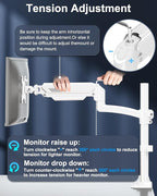 Single Monitor Mount Holds Max 22lbs, 13-32 inch Monitor Desk Mount, Height Adjustable Tall Monitors Arm, Monitors Stand with Tilt Swivel Rotation, VESA 75 100mm, White, Freelift