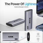 SSK 512GB SSD External Hard Drive, Portable SSD Up to 550MB/s Fast Solid State Drives External, USB 3.2 Gen2 for iPhone 15/16 Pro, Win, Mac, Android with LED Light, Trim, Smart Supported