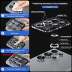 WSKEN for Samsung Galaxy S25 Ultra Camera Lens Protector - Ultra Thin Case Friendly, 9H Shatterproof Tempered Glass with Aluminum Metal Circle Camera Screen Protector Cover Accessories, Glitter